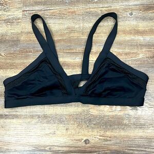 Black Cross Bikini Top with Mesh Detail